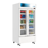 35 in. Commercial 2-Glass Door Merchandiser Refrigerator, 16.5 cu. ft. in White (KM-MDR-2GD-35)